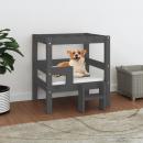 Hundebett Grau 55,5x53,5x60 cm Massivholz Kiefer