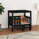  Hundebett Schwarz 75,5x63,5x70 cm Massivholz Kiefer