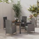 5-tlg. Garten-Essgruppe mit Kissen Poly Rattan Grau