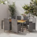 7-tlg. Garten-Essgruppe mit Kissen Poly Rattan Grau