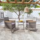 3-tlg. Garten-Essgruppe Poly Rattan Grau