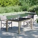 Gartentisch 150x90x75 cm Hartglas und Poly Rattan Grau