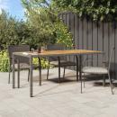 Gartentisch 190x90x75 cm Poly Rattan und Akazienholz Grau 