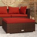 Gartenhocker mit Kissen Braun 70x70x30 cm Poly Rattan