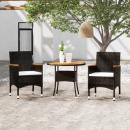 3-tlg. Garten-Essgruppe Poly Rattan Schwarz