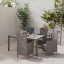 5-tlg. Garten-Essgruppe mit Kissen Poly Rattan Grau