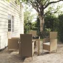 5-tlg. Garten-Essgruppe mit Kissen Poly Rattan Beige