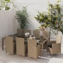 11-tlg. Garten-Essgruppe mit Kissen Poly Rattan Beige