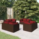 8-tlg. Garten-Lounge-Set mit Kissen Poly Rattan Braun