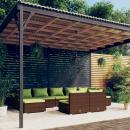 9-tlg. Garten-Lounge-Set mit Kissen Braun Poly Rattan