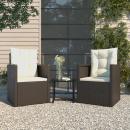 3-tlg. Garten-Lounge-Set mit Kissen Poly Rattan Schwarz