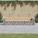 Gartenbank aus Gabionen 287x71x65,5 cm Massivholz Kiefer