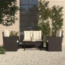 4-tlg. Garten-Lounge-Set mit Kissen Poly Rattan Schwarz