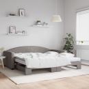 Tagesbett Ausziehbar mit Matratzen Taupe 100x200 cm Stoff