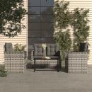 4-tlg. Garten-Lounge-Set mit Kissen Poly Rattan Grau