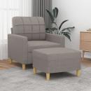 Sessel mit Hocker Taupe 60 cm Stoff