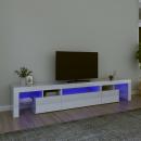 TV-Schrank mit LED-Leuchten Hochglanz-Weiß 215x36,5x40 cm