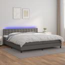 Boxspringbett mit Matratze & LED Grau 200x200 cm Kunstleder