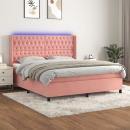 Boxspringbett mit Matratze & LED Rosa 160x200 cm Samt 