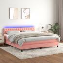 Boxspringbett mit Matratze & LED Rosa 180x200 cm Samt