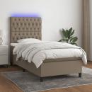 Boxspringbett mit Matratze & LED Taupe 90x190 cm Stoff