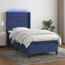 Boxspringbett mit Matratze & LED Blau 90x190 cm Stoff