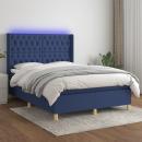 Boxspringbett mit Matratze & LED Blau 140x190 cm Stoff