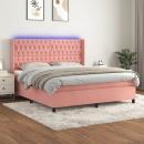 Boxspringbett mit Matratze & LED Rosa 180x200 cm Samt