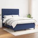 Boxspringbett mit Matratze Blau 140x200 cm Stoff