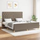 Bettgestell mit Kopfteil Taupe 160x200 cm Stoff