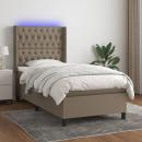 Boxspringbett mit Matratze & LED Taupe 80x200 cm Stoff