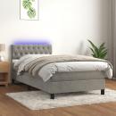 Boxspringbett mit Matratze & LED Hellgrau 100x200 cm Samt