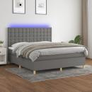 Boxspringbett mit Matratze & LED Dunkelgrau 180x200 cm Stoff