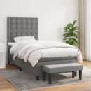 Boxspringbett mit Matratze Dunkelgrau 90x190 cm Stoff