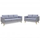 Sofa Set 2-Sitzer und 3-Sitzer Stoff Hellgrau 