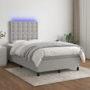 Boxspringbett mit Matratze & LED Hellgrau 120x200 cm Stoff