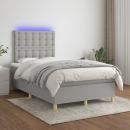 Boxspringbett mit Matratze & LED Hellgrau 120x200 cm Stoff