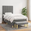 Boxspringbett mit Matratze Dunkelgrau 80x200 cm Stoff