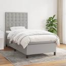 Boxspringbett mit Matratze Hellgrau 80x200 cm Stoff