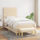 Boxspringbett mit Matratze Creme 90x190 cm Stoff