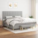 Boxspringbett mit Matratze Hellgrau 200x200 cm Stoff