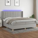 Boxspringbett mit Matratze & LED Hellgrau 200x200 cm Stoff 