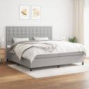 Boxspringbett mit Matratze Hellgrau 200x200 cm Stoff