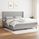 Boxspringbett mit Matratze Hellgrau 200x200 cm Stoff