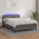 Boxspringbett mit Matratze & LED Grau 140x190 cm Kunstleder