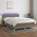 Boxspringbett mit Matratze & LED Taupe 140x190 cm Stoff