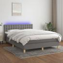 Boxspringbett mit Matratze & LED Dunkelgrau 140x190 cm Stoff