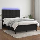 Boxspringbett mit Matratze & LED Schwarz 140x190 cm Stoff