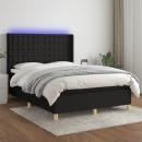 Boxspringbett mit Matratze & LED Schwarz 140x190 cm Stoff