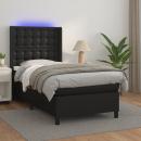 Boxspringbett mit Matratze & LED Schwarz 80x200 cm Kunstleder